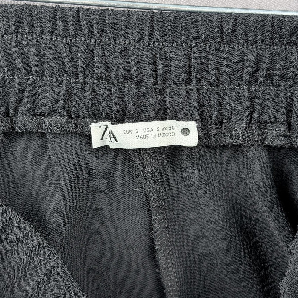 ZARA Black Wide Leg Flowy Palazzo Pants Tie Waist Resortwear Vacation Women's M - Picture 2 of 10